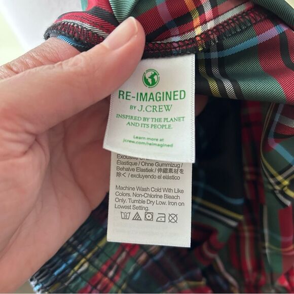 J. CREW Puff Sleeve Smocked Plaid Tartan Holiday Top Square Neck - XL - Picture 7 of 9